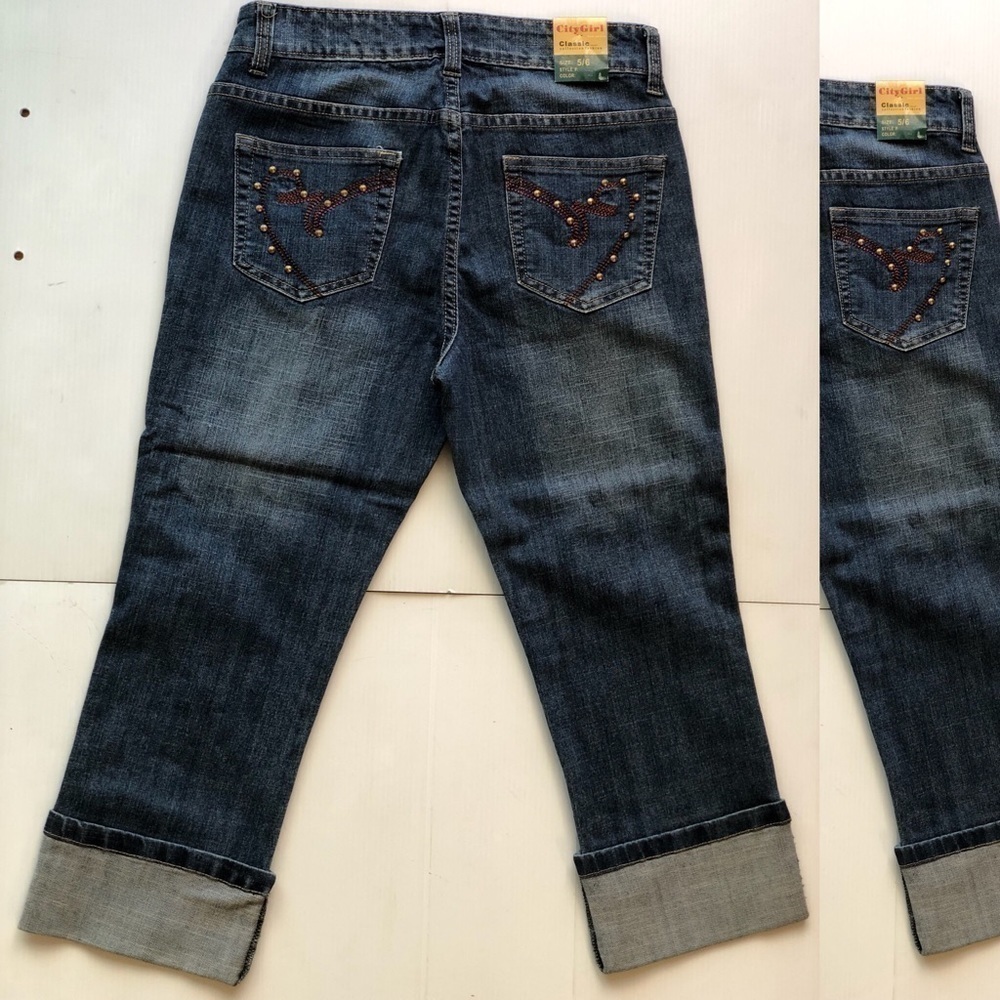 City Girl Juniors Classic cropped cuffed jeans 5/6 - Picture 8 of 8